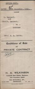 Document - H.A. & S.R. WILKINSON COLLECTION: CONTRACT OF SALE