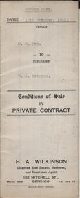 Document - H.A. & S.R. WILKINSON COLLECTION: CONTRACT OF SALE