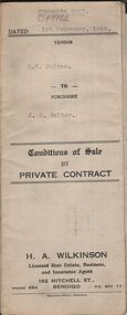 Document - H.A. & S.R. WILKINSON COLLECTION: CONTRACT OF SALE