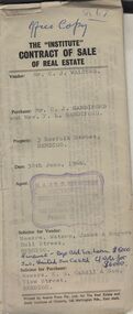 Document - H.A. & S.R. WILKINSON COLLECTION: CONTRACT OF SALE