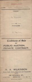 Document - H.A. & S.R. WILKINSON COLLECTION: CONTRACT OF SALE