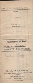 Document - H.A. & S.R. WILKINSON COLLECTION: CONTRACT OF SALE