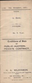 Document - H.A. & S.R. WILKINSON COLLECTION: CONTRACT OF SALE