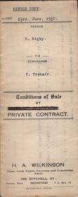 Document - H.A. & S.R. WILKINSON COLLECTION: CONTRACT OF SALE