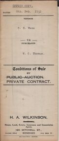 Document - H.A. & S.R. WILKINSON COLLECTION: CONTRACT OF SALE