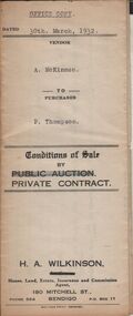 Document - H.A. & S.R. WILKINSON COLLECTION: CONTRACT OF SALE