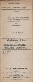 Document - H.A. & S.R. WILKINSON COLLECTION: CONTRACT OF SALE