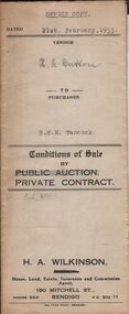 Document - H.A. & S.R. WILKINSON COLLECTION: CONTRACT OF SALE