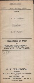 Document - H.A. & S.R. WILKINSON COLLECTION: CONTRACT OF SALE