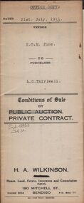 Document - H.A & S.R. WILKINSON COLLECTION: CONTRACT OF SALE