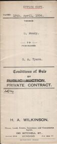 Document - H.A. & S.R. WILKINSON COLLECTION: CONTRACT OF SALE