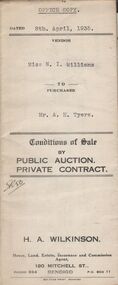 Document - H.A. & S.R. WILKINSON COLLECTION: CONTRACT OF SALE