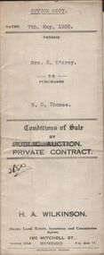 Document - H.A. & S.R. WILKINSON COLLECTION: CONTRACT OF SALE