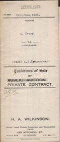 Document - H.A. & S.R. WILKINSON COLLECTION: CONTRACT OF SALE