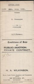Document - H.A. & S.R. WILKINSON COLLECTION: CONTRACT OF SALE