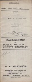 Document - H.A. & S.R. WILKINSON COLLECTION: CONTRACT OF SALE