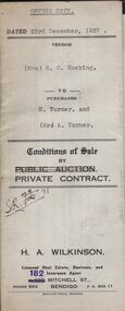 Document - H.A. & S.R. WILKINSON COLLECTION: CONTRACT OF SALE