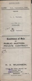 Document - H.A. & S.R. WILKINSON COLLECTION: CONTRACT OF SALE