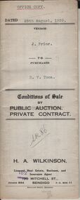 Document - H.A. & S.R. WILKINSON COLLECTION: CONDITION OF SALE