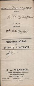 Document - H.A. & S.R. WILKINSON COLLECTION: CONDITION OF SALE