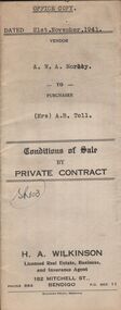 Document - H.A. & S.R. WILKINSON COLLECTION: CONDITION OF SALE