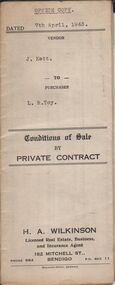 Document - H.A. & S.R. WILKINSON COLLECTION: CONDITION OF SALE