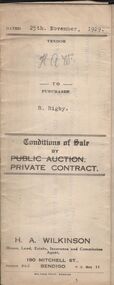 Document - H.A. & S.R. WILKINSON COLLECTION: CONDITION OF SALE