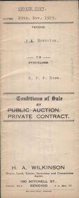 Document - H.A. & S.R. WILKINSON COLLECTION: CONTRACT OF SALE