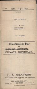 Document - H.A. & S.R. WILKINSON COLLECTION: CONDITION OF SALE