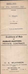 Document - H.A. & S.R. WILKINSON COLLECTION: CONTRACT OF SALE