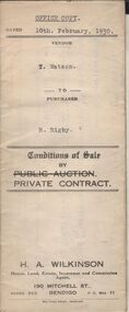 Document - H.A. & S.R. WILKINSON COLLECTION: CONDITION OF SALE