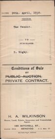 Document - H.A. & S.R. WILKINSON COLLECTION: CONDITION OF SALE