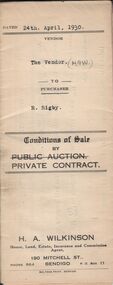 Document - H.A. & S.R. WILKINSON COLLECTION: CONDITION OF SALE