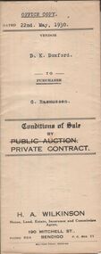 Document - H.A. & S.R. WILKINSON COLLECTION: CONDITION OF SALE
