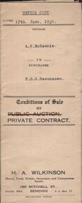 Document - H.A. & S.R. WILKINSON COLLECTION: CONTRACT OF SALE