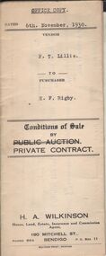 Document - H.A. & S.R. WILKINSON COLLECTION: CONDITION OF SALE