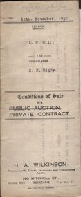 Document - H.A. & S.R. WILKINSON COLLECTION: CONTRACT OF SALE