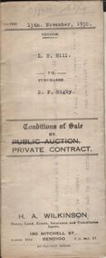 Document - H.A. & S.R. WILKINSON COLLECTION: CONTRACT OF SALE