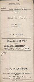 Document - H.A. & S.R. WILKINSON COLLECTION: CONTRACT OF SALE