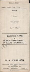 Document - H.A. & S.R. WILKINSON COLLECTION: CONTRACT OF SALE