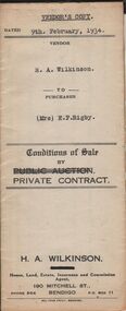 Document - H.A. & S.R. WILKINSON COLLECTION: CONTRACT OF SALE