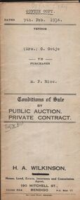 Document - H.A. & S.R. WILKINSON COLLECTION: CONTRACT OF SALE