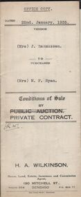 Document - H.A. & S.R. WILKINSON COLLECTION: CONTRACT OF SALE