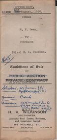 Document - H.A. & S.R. WILKINSON COLLECTION: CONTRACT OF SALE