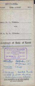 Document - H.A. & S.R. WILKINSON COLLECTION: CONTRACT OF SALE