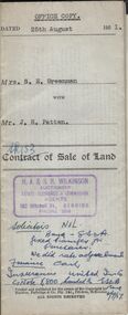 Document - H.A. & S.R. WILKINSON COLLECTION: CONTRACT OF SALE