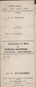 Document - H.A. & S.R. WILKINSON COLLECTION: CONDITION OF SALE