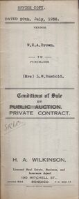 Document - H.A. & S.R. WILKINSON COLLECTION: CONDITION OF SALE