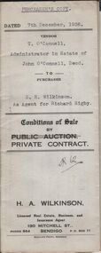 Document - H.A. & S.R. WILKINSON COLLECTION: CONDITION OF SALE