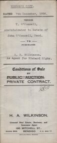 Document - H.A. & S.R. WILKINSON COLLECTION: CONDITIONS OF SALE